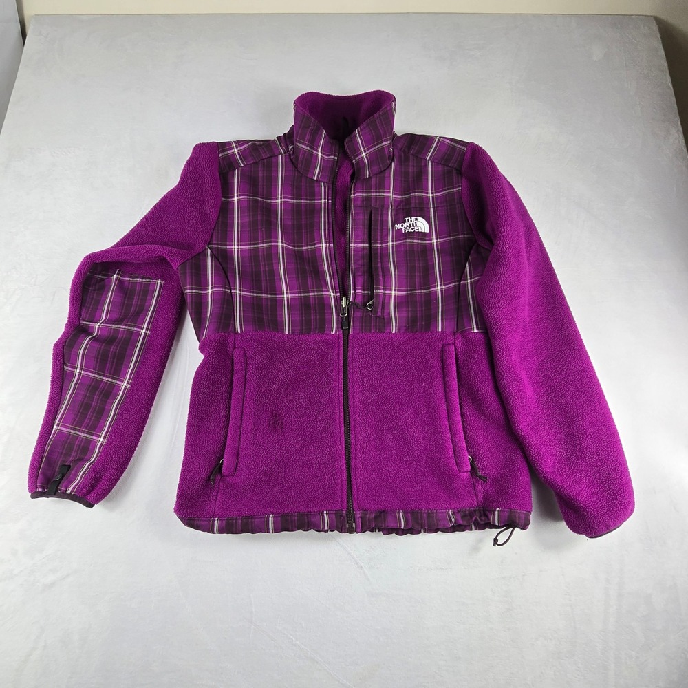 The‎ North Face Denali Fleece Plaid Purple Womens Medium Full Zip Polartec